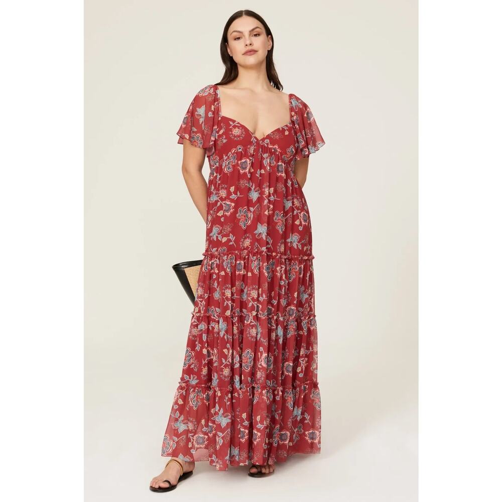 Sachin & Babi Red Floral Kara Maxi‎ Dress Size 12 - Picture 3 of 14